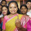 Telangana Assembly Elections 2023: BRS leader MLC. Kavitha cast her vote at B.S. Dav Public School, Banjara Hills.