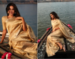 Esha Gupta is a queen of ethnic fashion in season's favourite trend, the gold silk saree