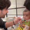 ​Priceless moment as Shoaib feeds Ruhaan for the first time, his first proper meal