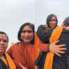 Article image for: Ex-minister Uma Bharati shares emotional moment with Sadhvi Rithambara as they arrive at Ram Temple