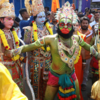 Artists dress up as Shri Ram and Hanuman