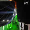 Anji Khad bridge- first cable-stayed bridge of Indian Railways connecting the Katra and Reasi sections of the Udhampur-Srinagar-Baramulla-Rail-Link (USBRL) illuminated in tricolour on the occasion of 75th Republic Day.