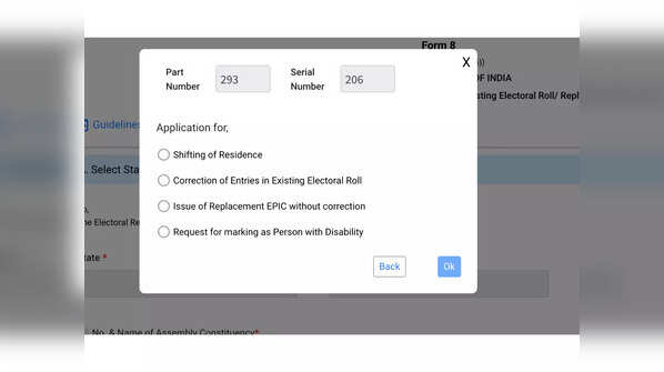Choose “Shifting of Residence” to change the address in your Voter ID card