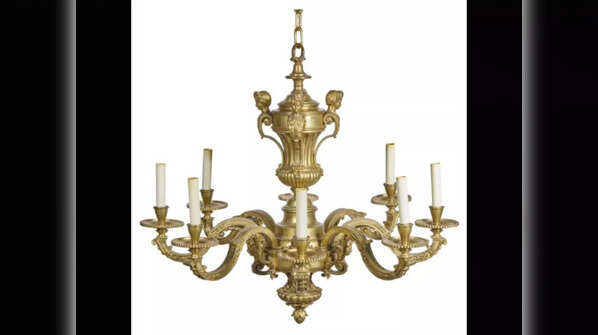 Eight-Light Gilt Bronze Chandelier