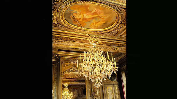 Varnished and Gilt-Bronze Cut-Glass Chandelier
