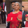 ​2023: Sitharaman wears traditional temple border red saree indicating love, commitment and strength