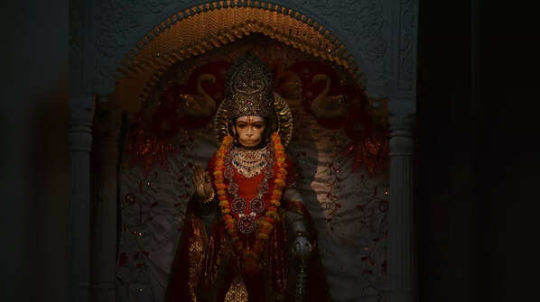 Lord Hanuman meditates in the Himalayas