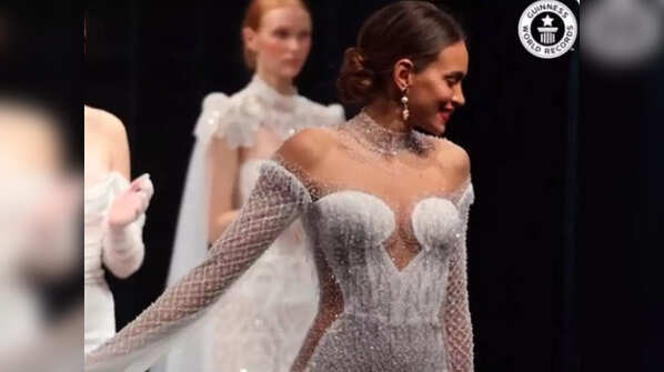 Wedding dress with over 50,000 Swarovski crystals makes Guinness Book of World Records