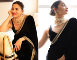 Alia Bhatt spells vintage elegance in a black velvet saree, pictures will leave you spellbound