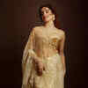 green emerald velvet dress Drape me in Gold Saree – Ambraee