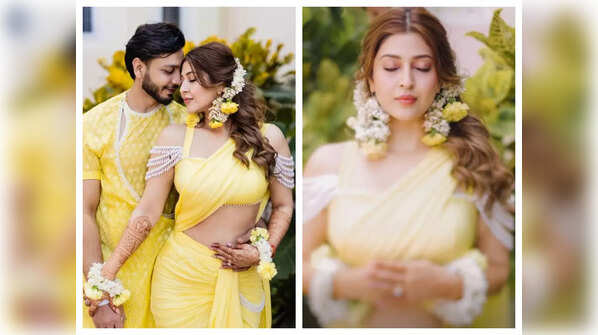 Sonarika draped yellow saree look