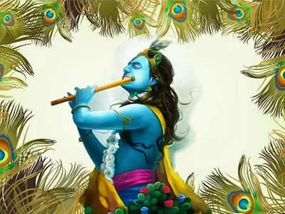Why does Lord Krishna wear a peacock feather on his head?