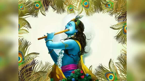 Why does Lord Krishna wear a peacock feather on his head?