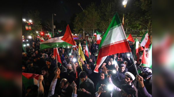 Demonstrators gathered outside the British embassy in Tehran