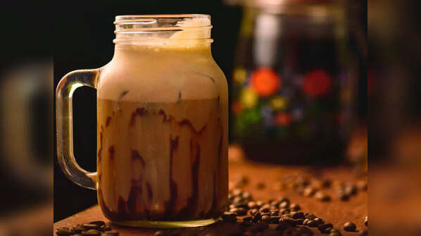 Cold-brewed coffee with unsweetened almond milk
