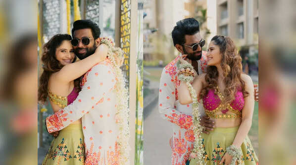 To-be Mr and Mrs Chauhan pose for the cameras
