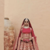 Abito Da Sposa Indiano Sabyasachi Lehenga Chikankari Pronto - Taglia XL In Chinon Silk Rosa Pesante Con Ricami A Mano E Paillettes