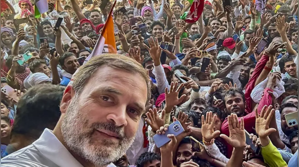 Rahul Gandhi attacks PM Modi during a rally