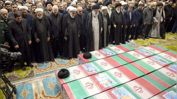 Iran's supreme leader Ayatollah Ali Khamenei leads prayers