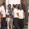 Leaders of the INDIA bloc after their meeting at the residence of Congress president Mallikarjun Kharge in Delhi