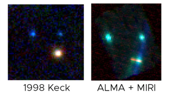 Twin star through Keck II-ALMA glass