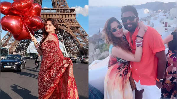 From recreating Gajagamini walk wearing a saree to putting ‘Love Lock’ she bought 5 years ago in Paris; pics from Arti Singh and Dipak Chauhan’s romantic honeymoon