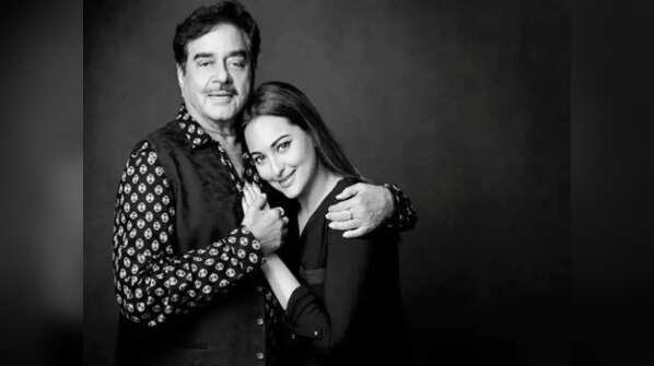 Sonakshi Sinha laying her head on Shatrugan Sinha’s chest