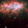 Sparkles with light from millions of newly formed young stars.