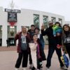 A family in the forecourt