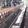 Maharashtra: Waterlogged railway tracks witnessed at Wadala Station in Mumbai amid heavy rains in the city. Harbor line services are running a few minutes late.