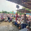 Union president addressing the crowd