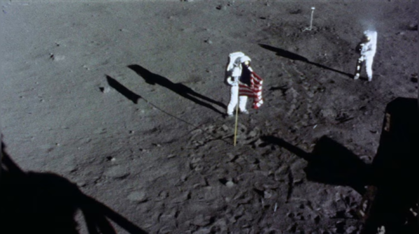 American flag on the moon