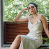 satin slip dress india Women's Burgundy Satin Cowl Neck Bridesmaid Gown