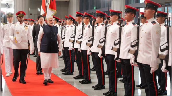 Ceremonial welcome at the Parliament