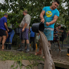 Residents clean up in Cuza Voda
