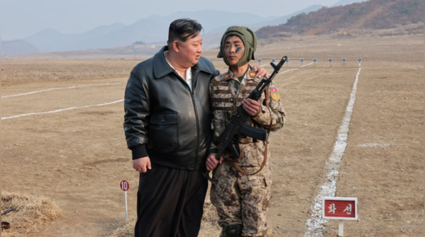 Kim Jong Un engages with soldier