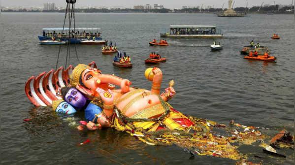 Immersion carried out during 'Shubh Muhurat'