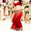Red chiffon sari with no pallu grace