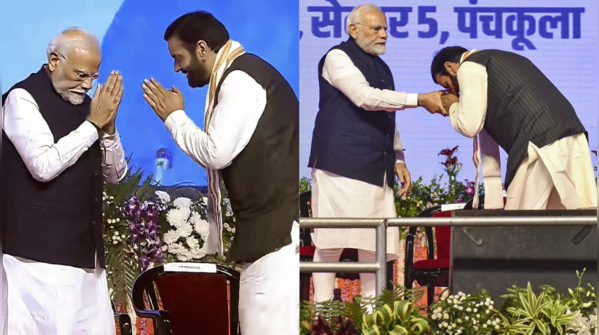 Harayana's new chief minister takes blessings from PM Modi