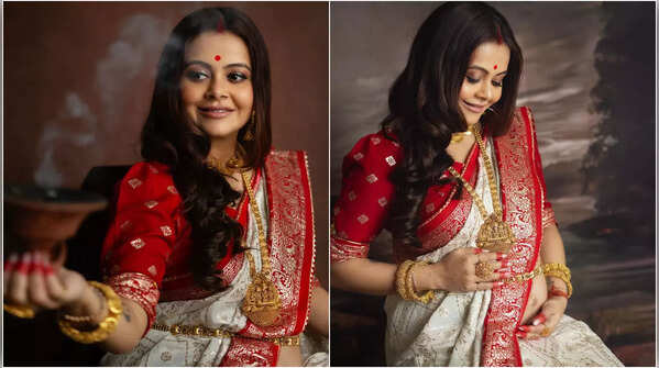 Traditional Bengali Saree with Heavy Jewellery
