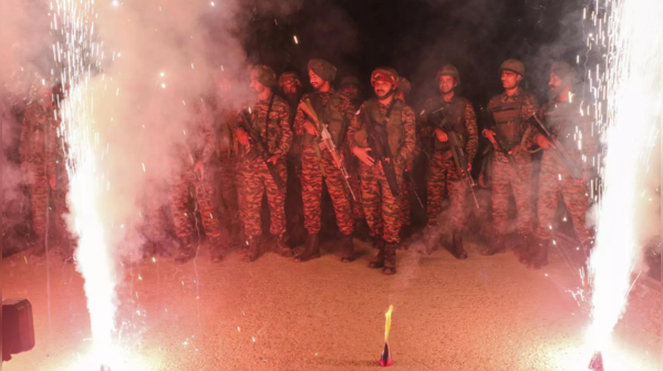 Aarti and fireworks