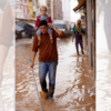 People navigating through the floods