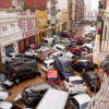 Vehicles stranded midst flood