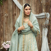 green nikah dresses Marwa Emerald Green Drape Sleeve Nikkah dress with matching veil – Iyza  Belaar main image 1