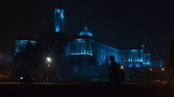 Celebrating with blue lights