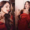 Red satin dress