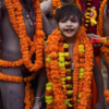 Streets drenched in saffron