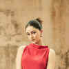ananya panday red dress Ananya Panday's red multi-print maxi dress came with a thigh-high slit