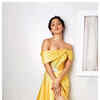 kiara advani gold dress Our stunning bride @kiaraaliaadvani embraces extravagant glamour in our  artistic ombre lehenga, personalised to make more than just a statement,  featuring meticulous handwork that took 4000 hours to craft. A striking gold