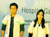 Fashion show of medical garments and equipments